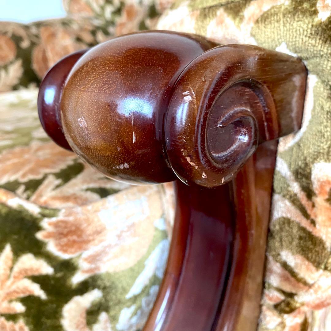 昭和レトロ オールド カリモク 金華山 1人掛け ソファー 花柄 ベロア ②