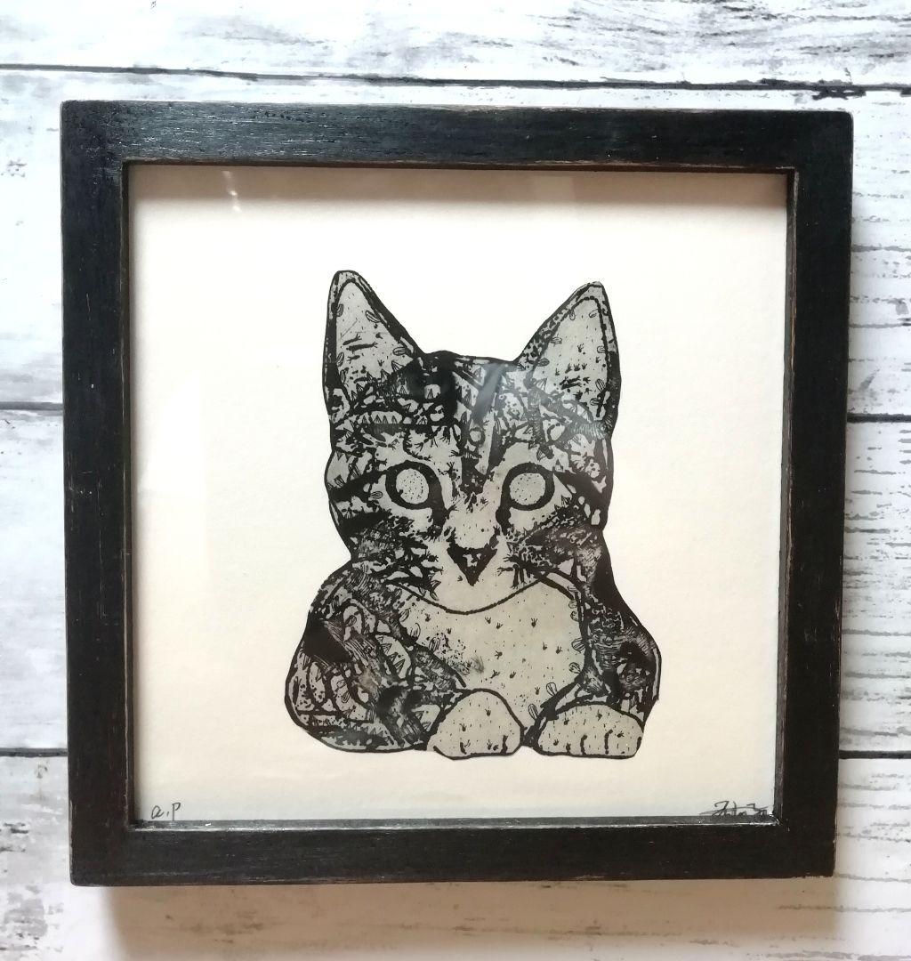 額縁ご確認ページ　title「回想ニャンコ」　title「向き合う」