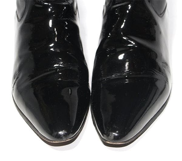 ク*ン様 サンローランパリ ショートブーツ 442221 黒 ブラック エナメル