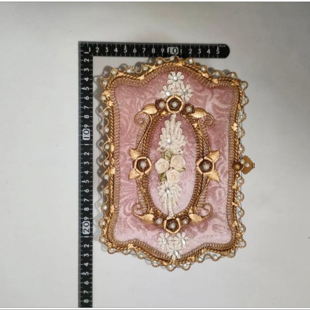 アンティークジュエリーボックス 薔薇 パール ゴールド ベロアピンク①