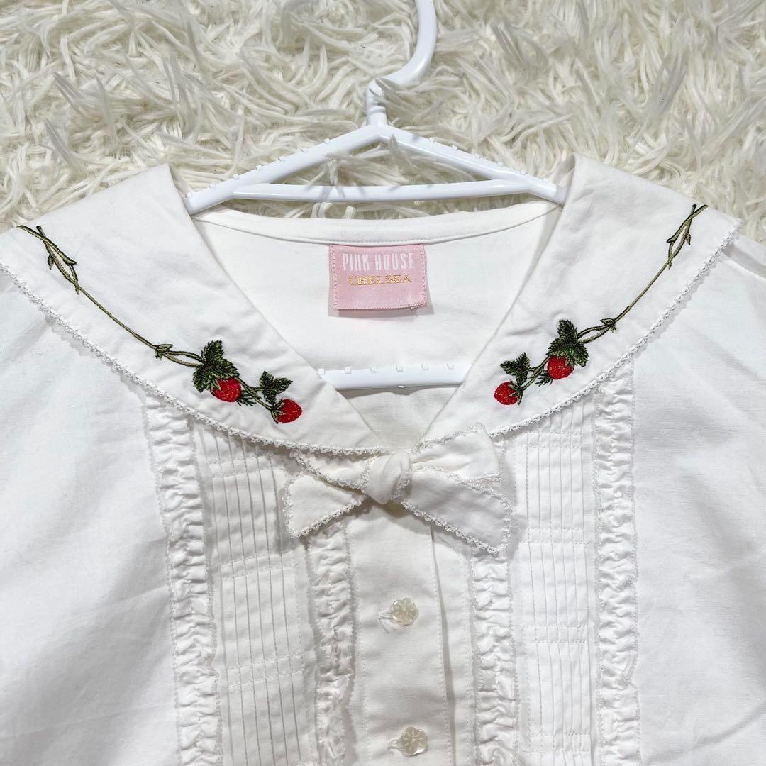 719 ピンクハウス チェルシー チェリー柄 ブラウス チェック ワンピース M