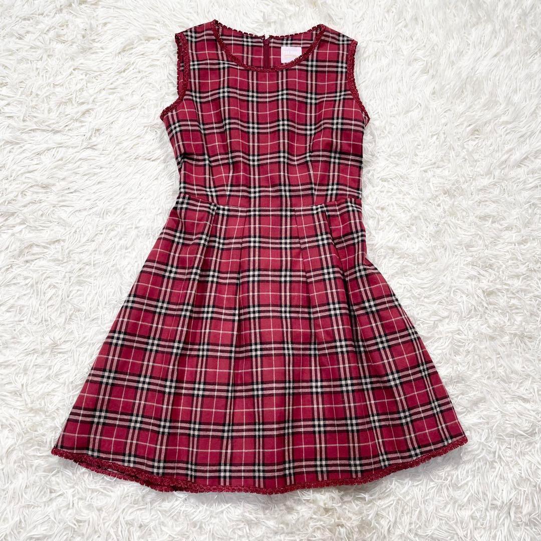 719 ピンクハウス チェルシー チェリー柄 ブラウス チェック ワンピース M