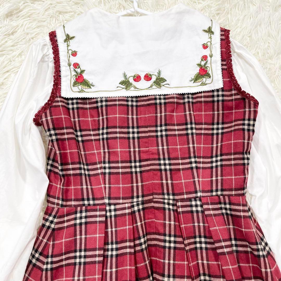 719 ピンクハウス チェルシー チェリー柄 ブラウス チェック ワンピース M
