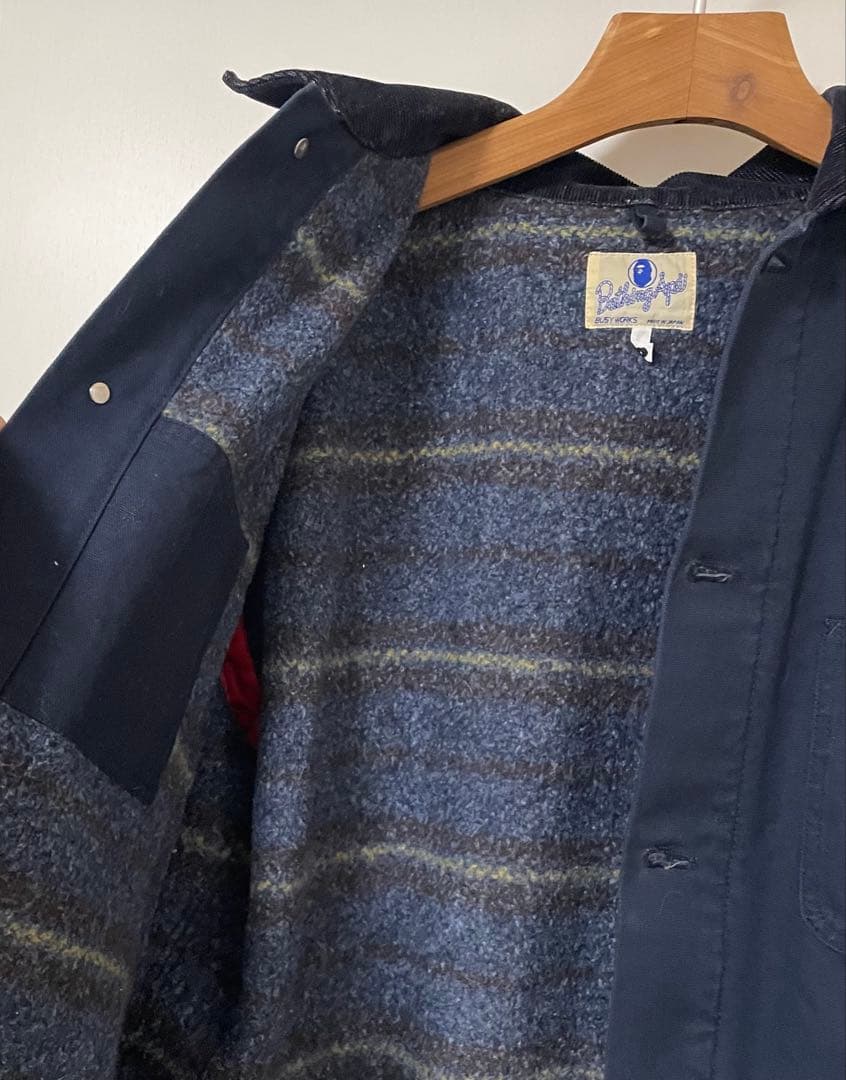 90s　初期APE　初期エイプ　ブランケット付カバーオール　ダック　ネイビー　Ｌ