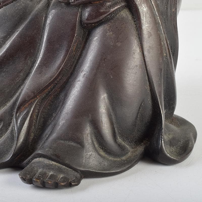 東京銅器　金工師　正之造　古銅鋳銅　達磨像　置物　約3.75㎏　Y　R9467