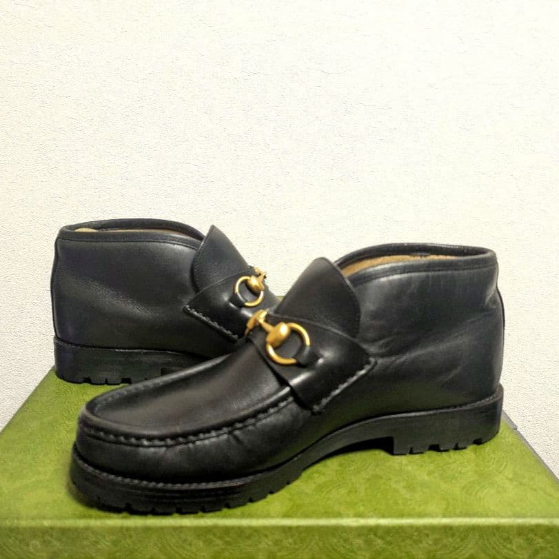 美品　GUCCI　ホースビットローファー　アンクルブーツ　ヴィンテージ　黒　39