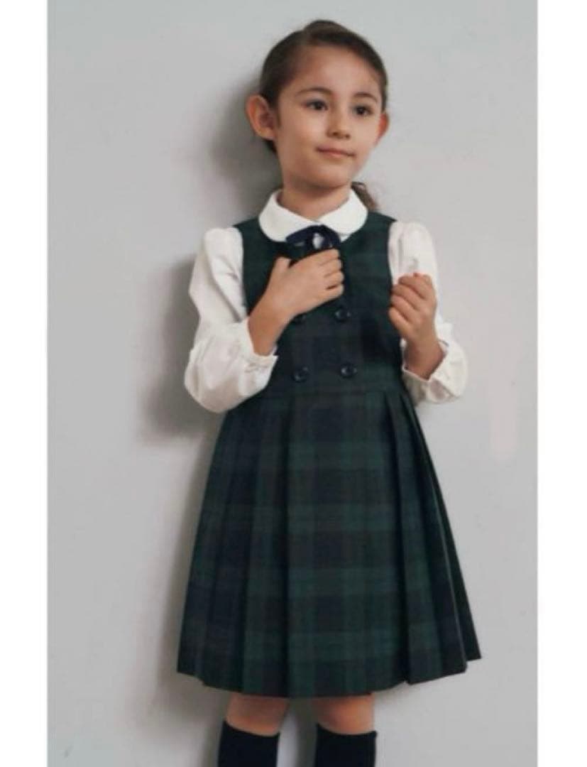 グリーンレーベルリラクシング フォーマルセット　女の子　チェック　125cm 緑