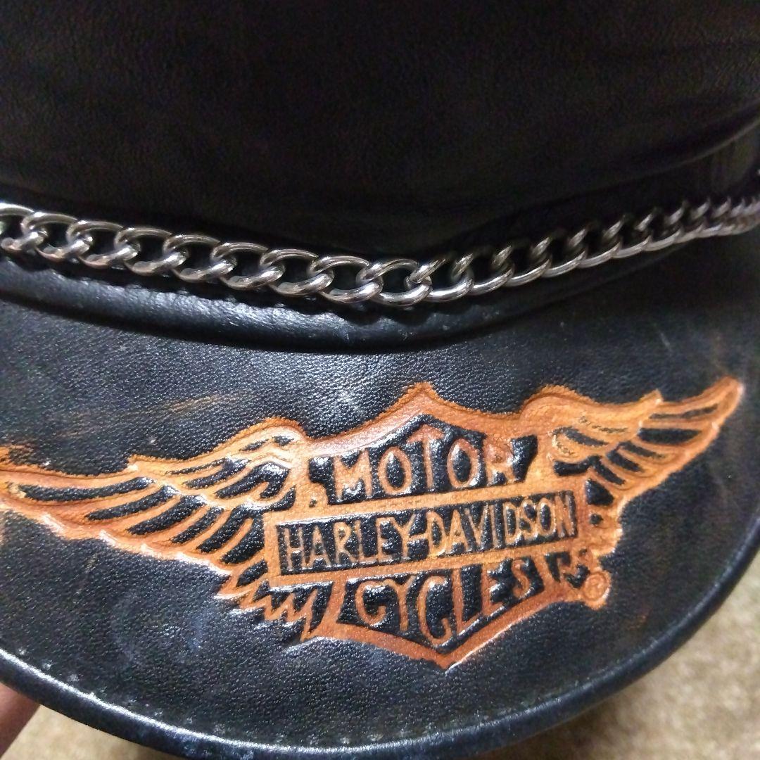 帽子 M HARLEY DAVIDSON 70s Leather Casket