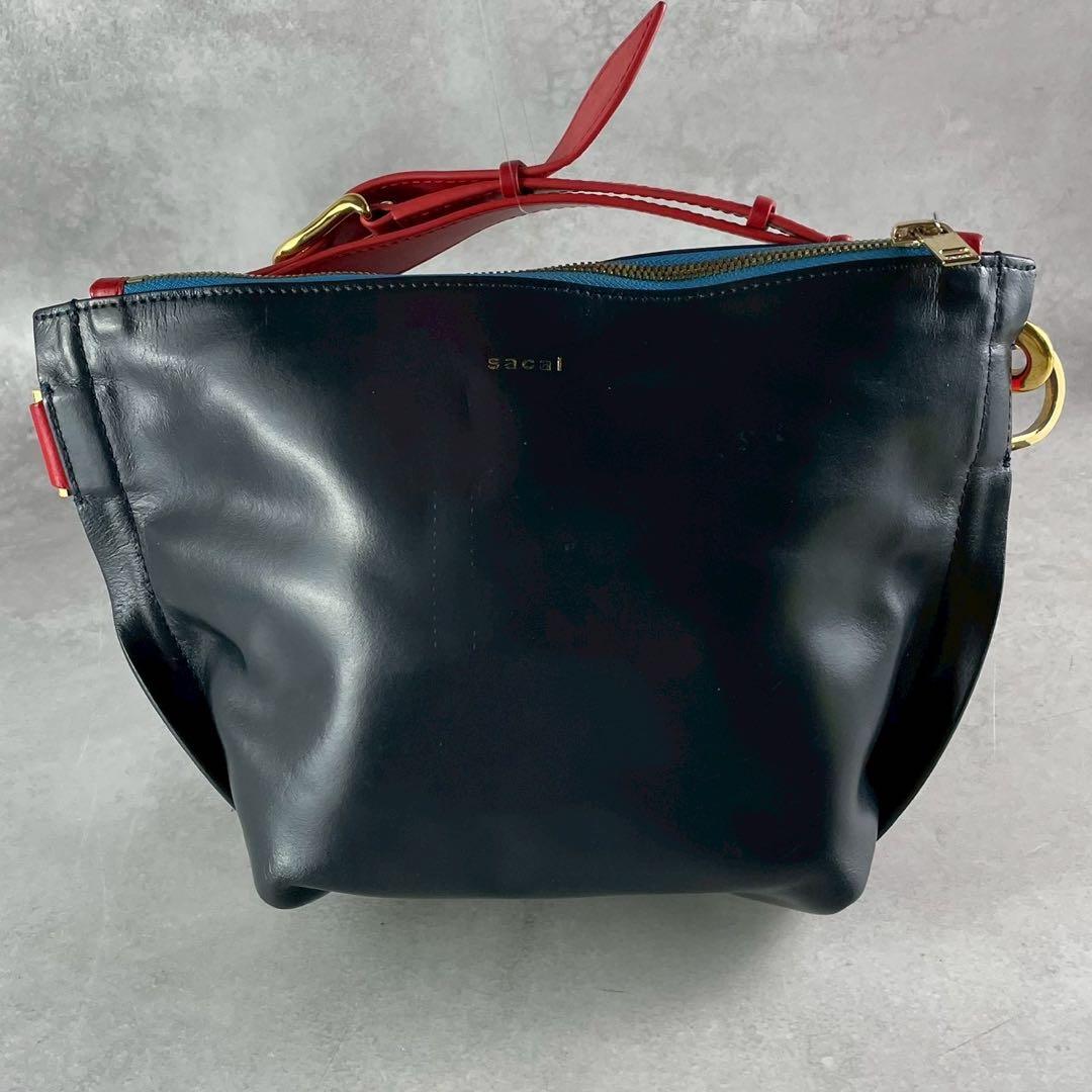 sacai トラペゾイド ベルトショルダーバッグ レザー マルチカラー