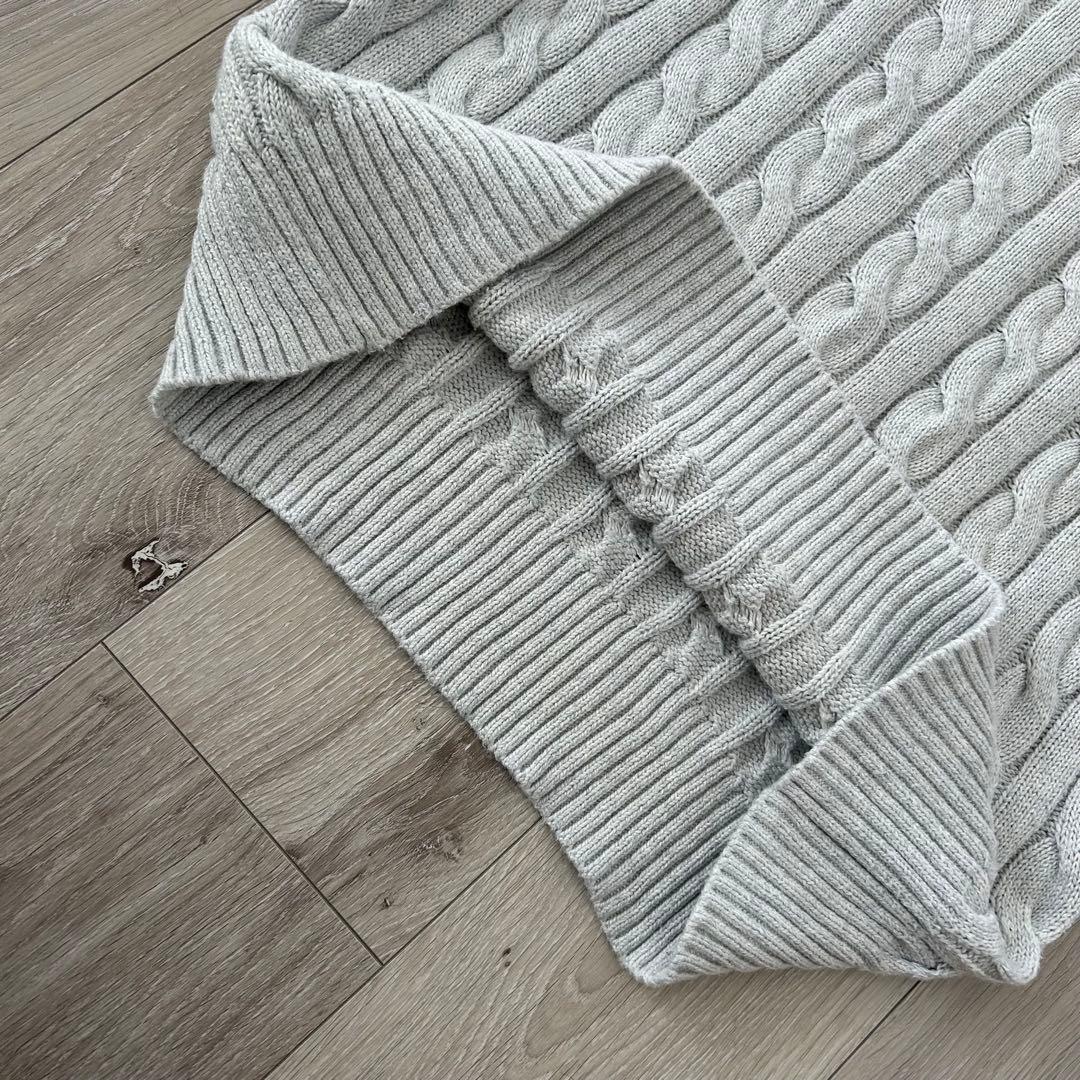 【現行タグ】ポロラルフローレン ケーブルニット セーター 灰色 紺 S