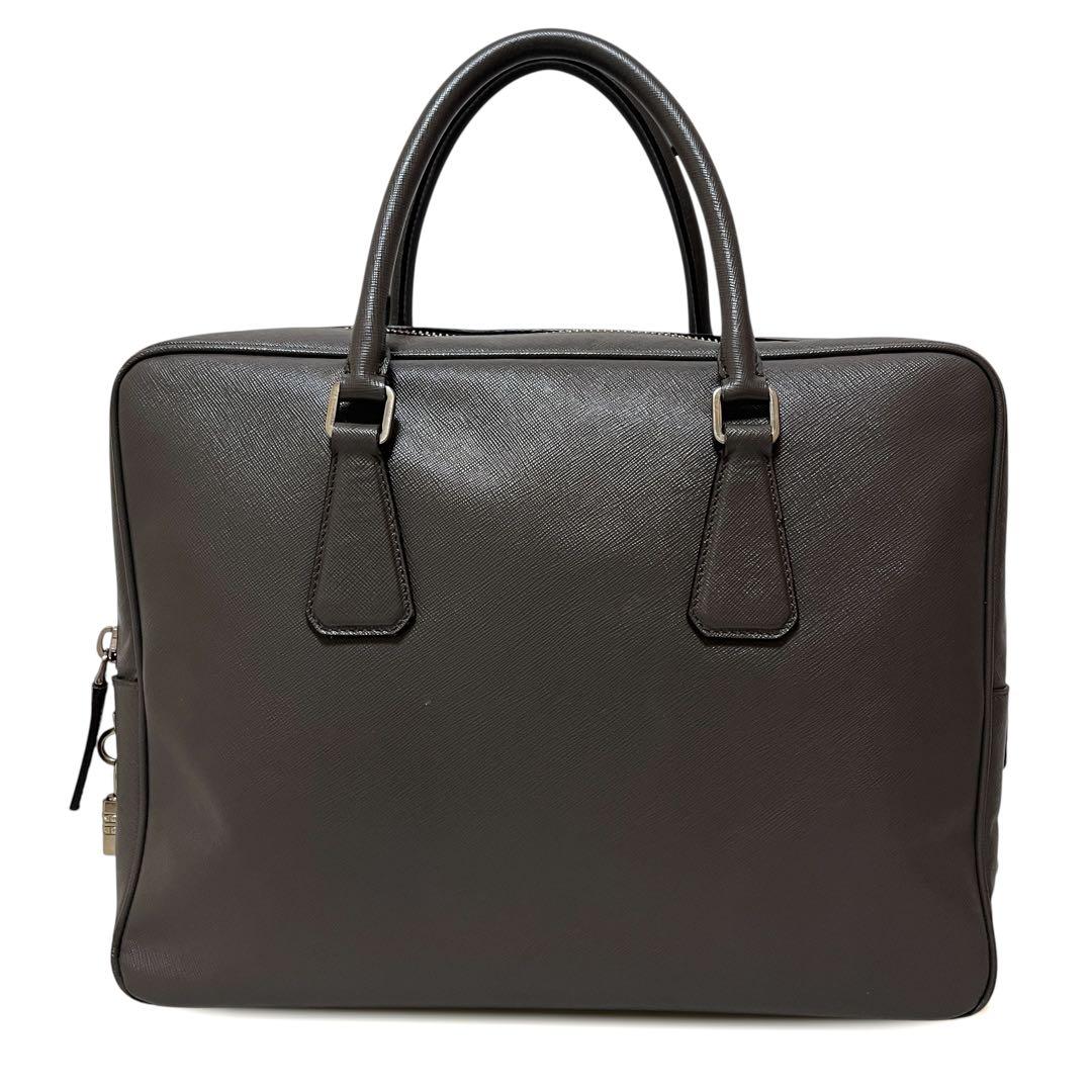 PRADA プラダ ブリーフケース ビジネスバッグ サフィアーノ レザー グレー