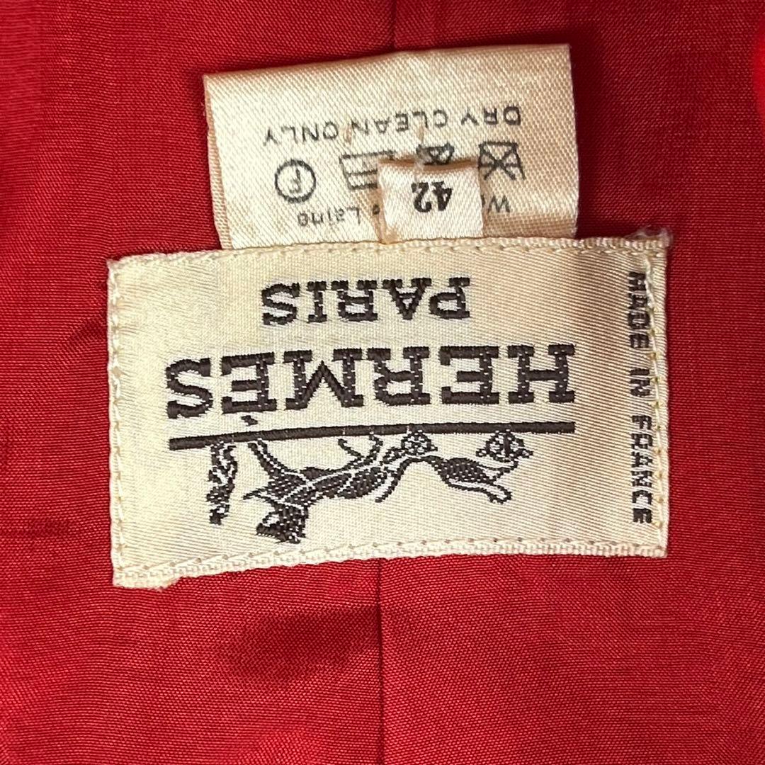 J403 美品 L 42 エルメス シングル ロング丈 JKT レディース