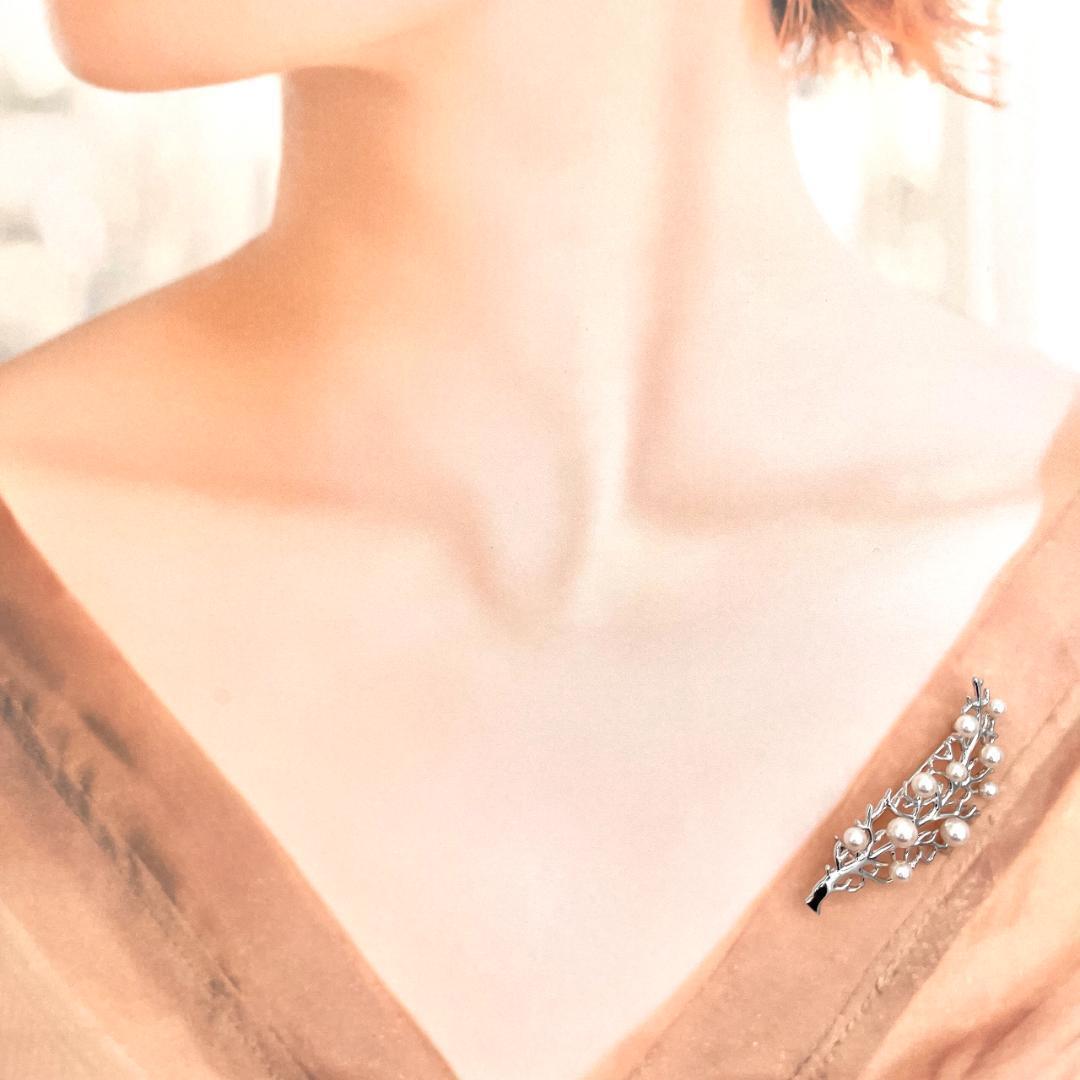 ミキモト 美品 パール 3.5-5.0mm ブローチ シルバー925 珊瑚