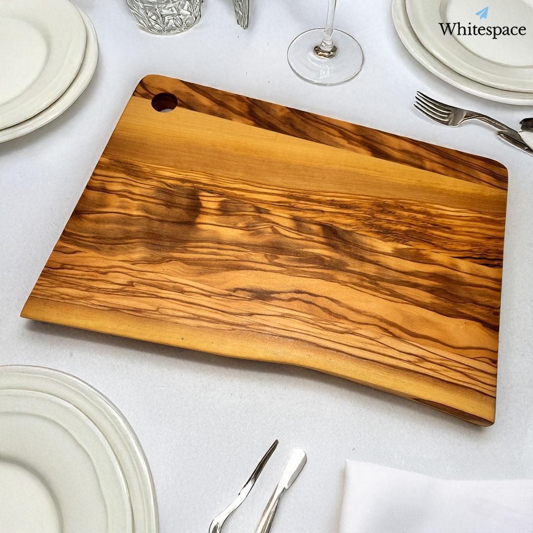 矩形の匠。奥行き イタリアン オリーブウッド カッティングボード まな板 研磨済