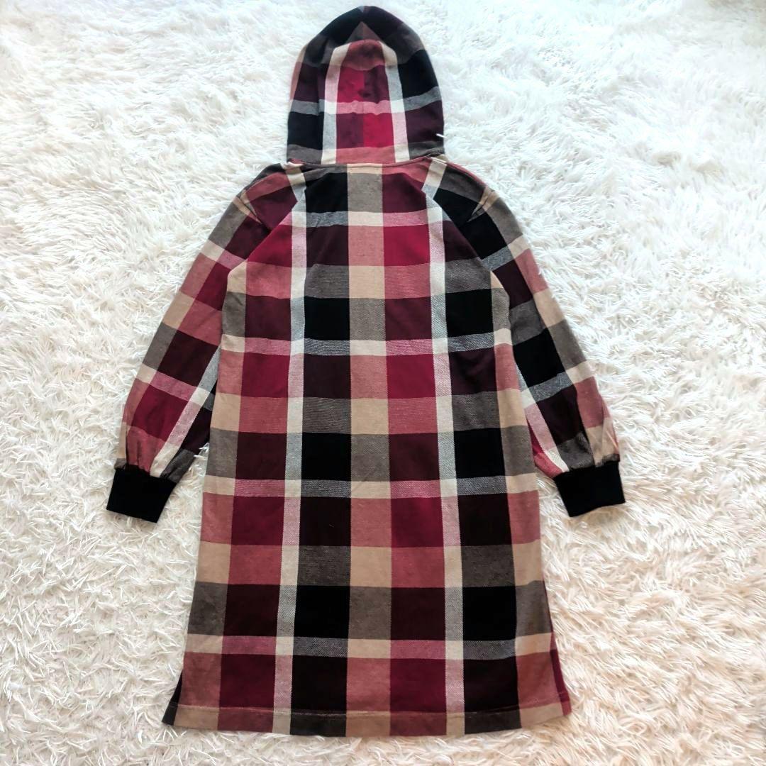 極美品 ブルーレーベルクレストブリッジ フード付きチェックワンピース 38 近年