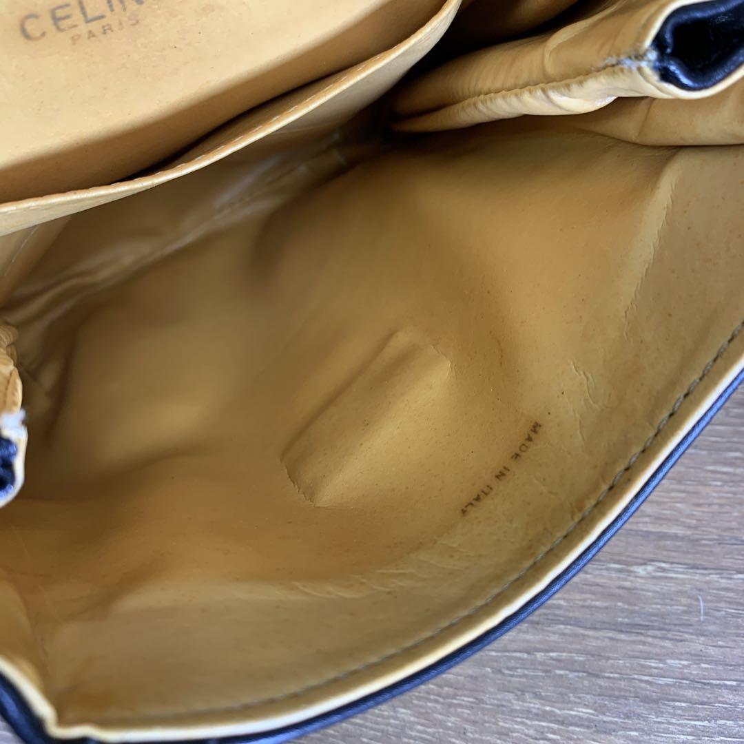 希少　1980年代　オールド　CELINE　レザーショルダーバッグ　ブラック