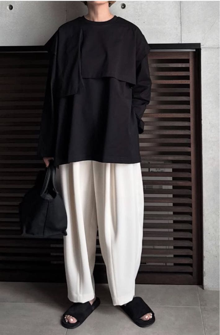 ローヘンlohen layered shirt T-shirt BLACK