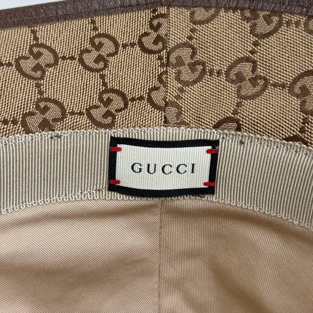 【ほぼ未使用】グッチ バケットハット GGキャンバス ブラウン Sサイズ 57