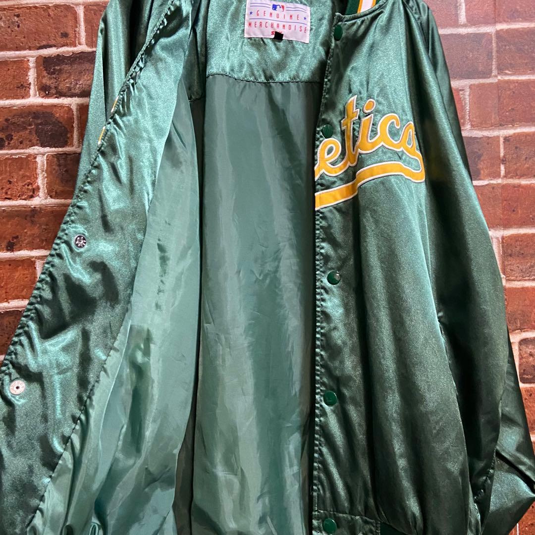 90s アスレチックス MLB スタジャン ナイロンジャケット メジャー 古着
