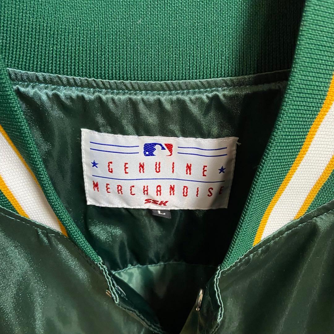 90s アスレチックス MLB スタジャン ナイロンジャケット メジャー 古着