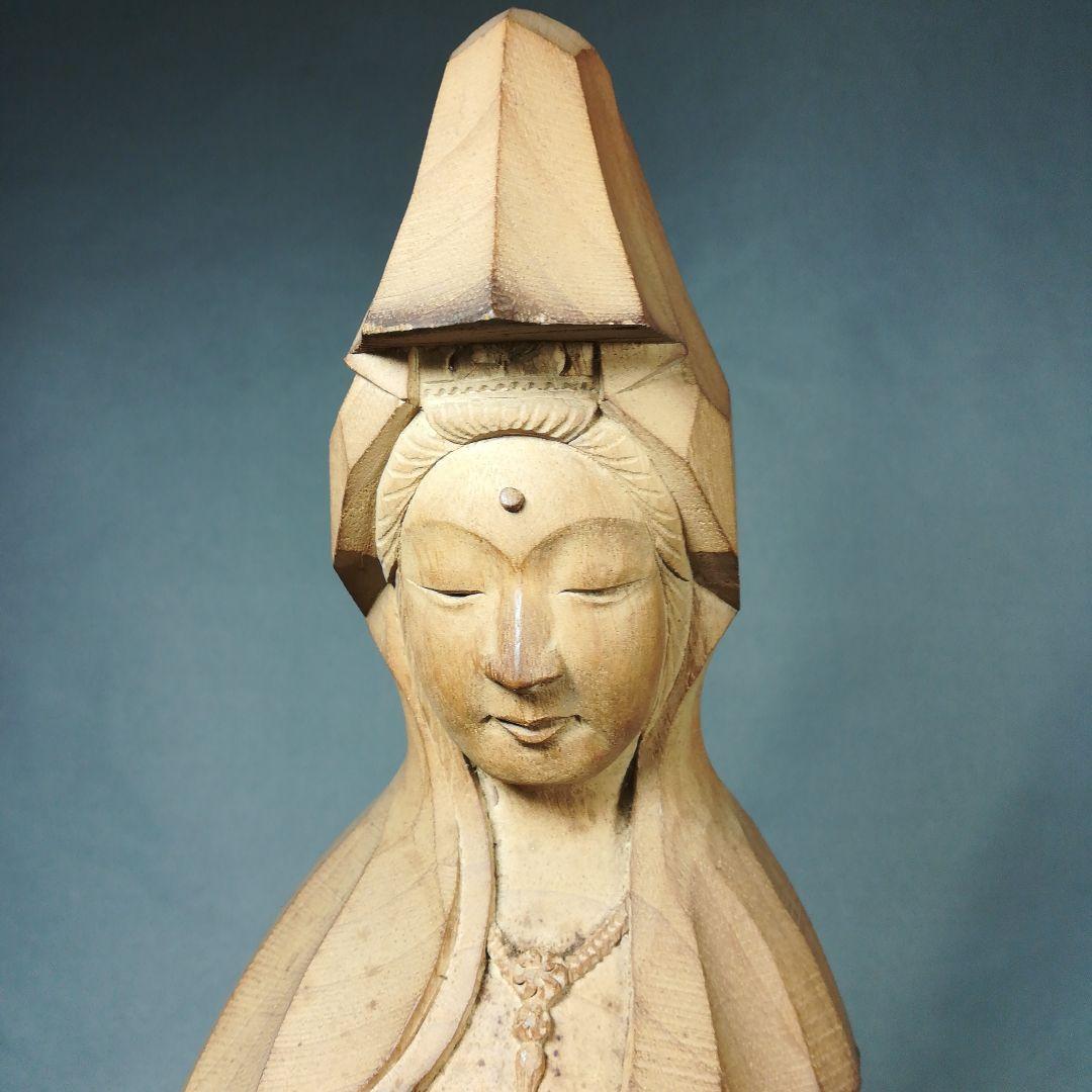 在銘あり　木彫　彫刻　観音像　置物　仏像