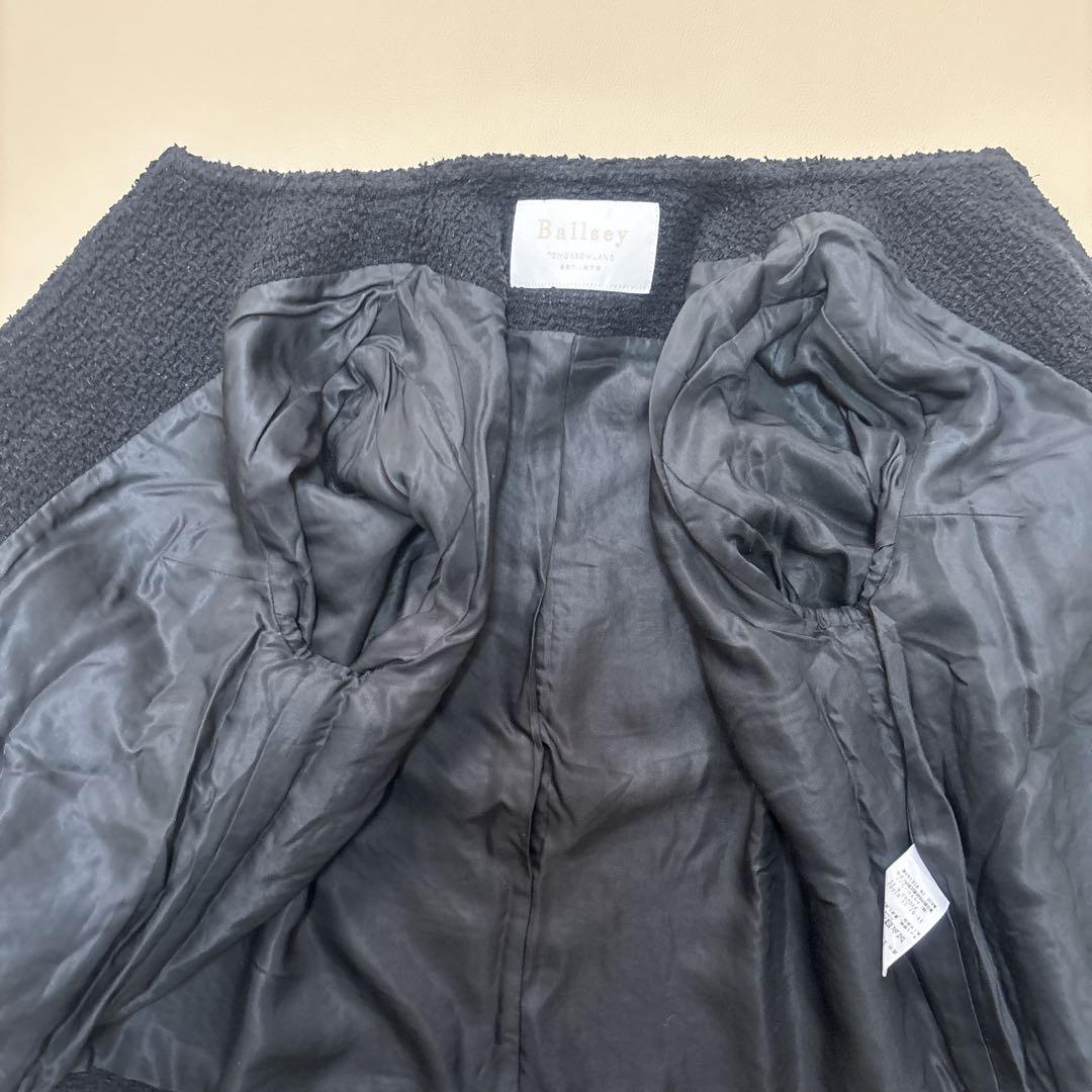 Ballsey ボールジィ ツイストループツイード ノーカラージャケット 黒