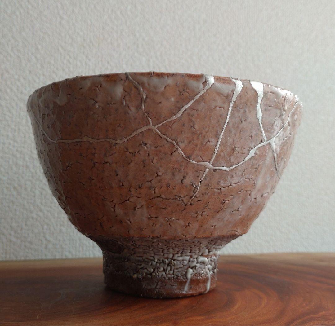 【最上位】萩焼の名工　波多野善蔵　指月窯　未使用　銀継　井戸茶碗