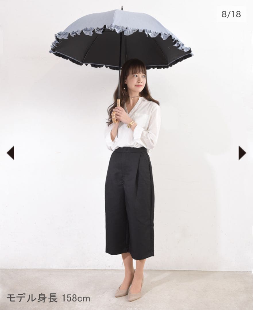 サンバリア100 紫外線100%カット日傘　Mサイズ　フリル/フロスト　ブルー