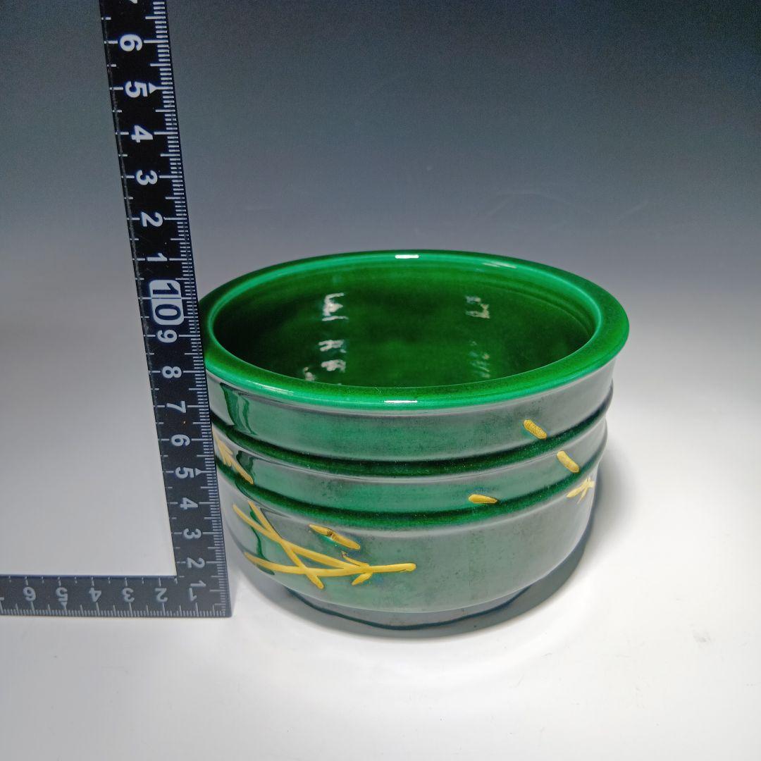 値下げ茶道具　端山造　青釉松葉皆具一式　 共箱　美品