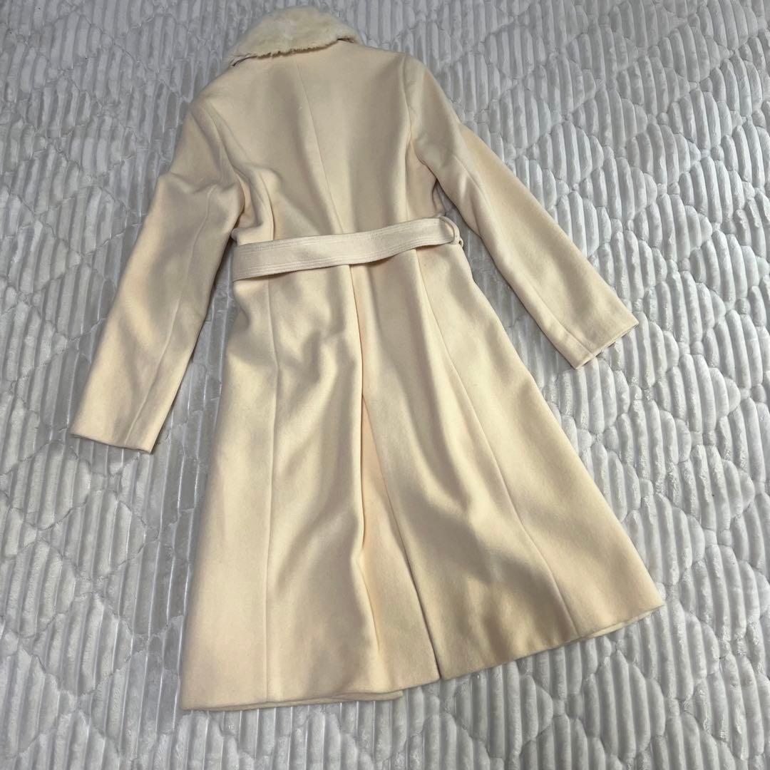 【a3880】エフデ 新品 フォックスファーアンゴラコート ベージュ M