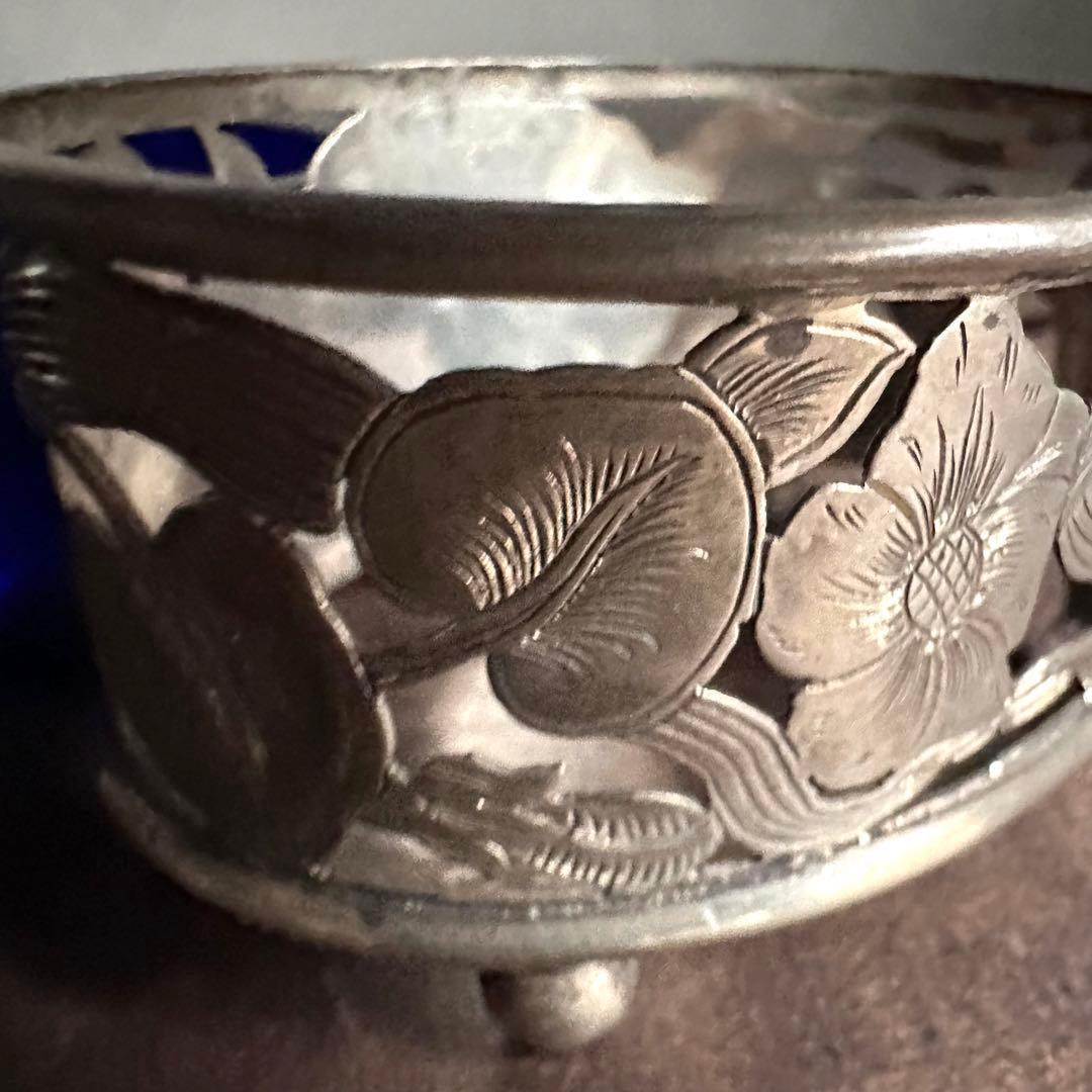 希少　一点物　銀　シルバー　瑠璃　ガラス　置物　小物入れ