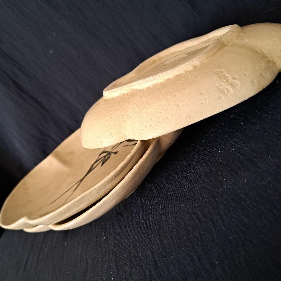 「京焼きの侘び寂び(わび-さび)」皿と小鉢の8客セット 骨董アンティーク