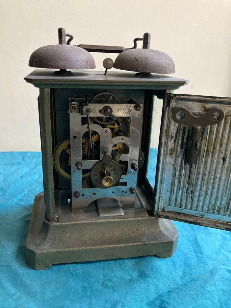 アンティーク ユンハンス /JUNGHANS 枕時計 ゼンマイ時計　双頭鐘