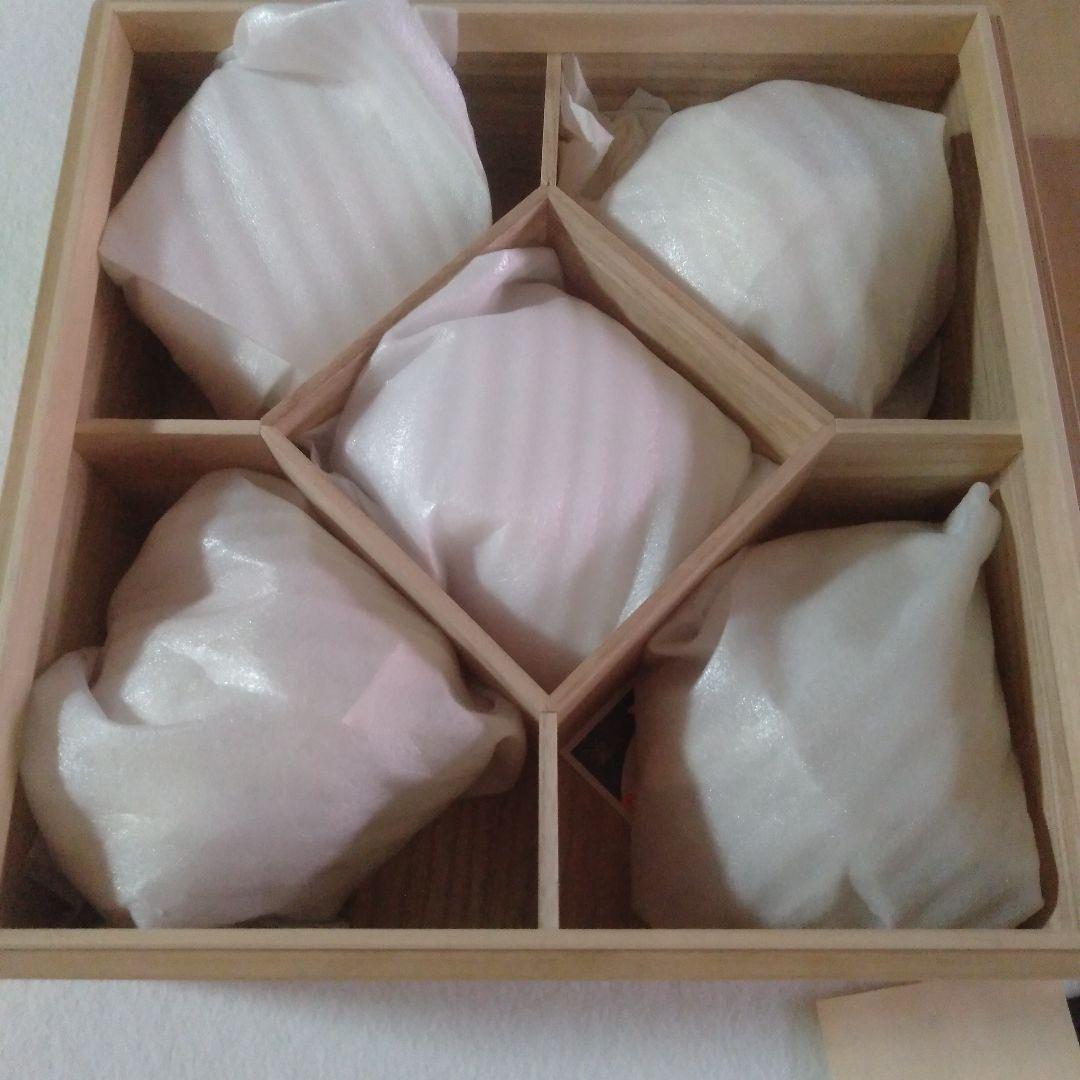 輪島塗堅地黑漆塗　梅蒔絵入椀五客