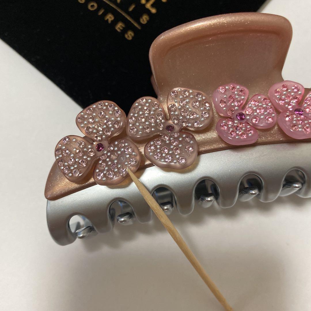 アレクサンドルドゥパリ　クリップＬサイズ　スワロフスキー付きお花クリップ