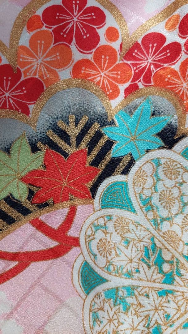 NA214アンティーク子供着物正絹3歳用しつけ糸着丈96センチ裄丈46センチ