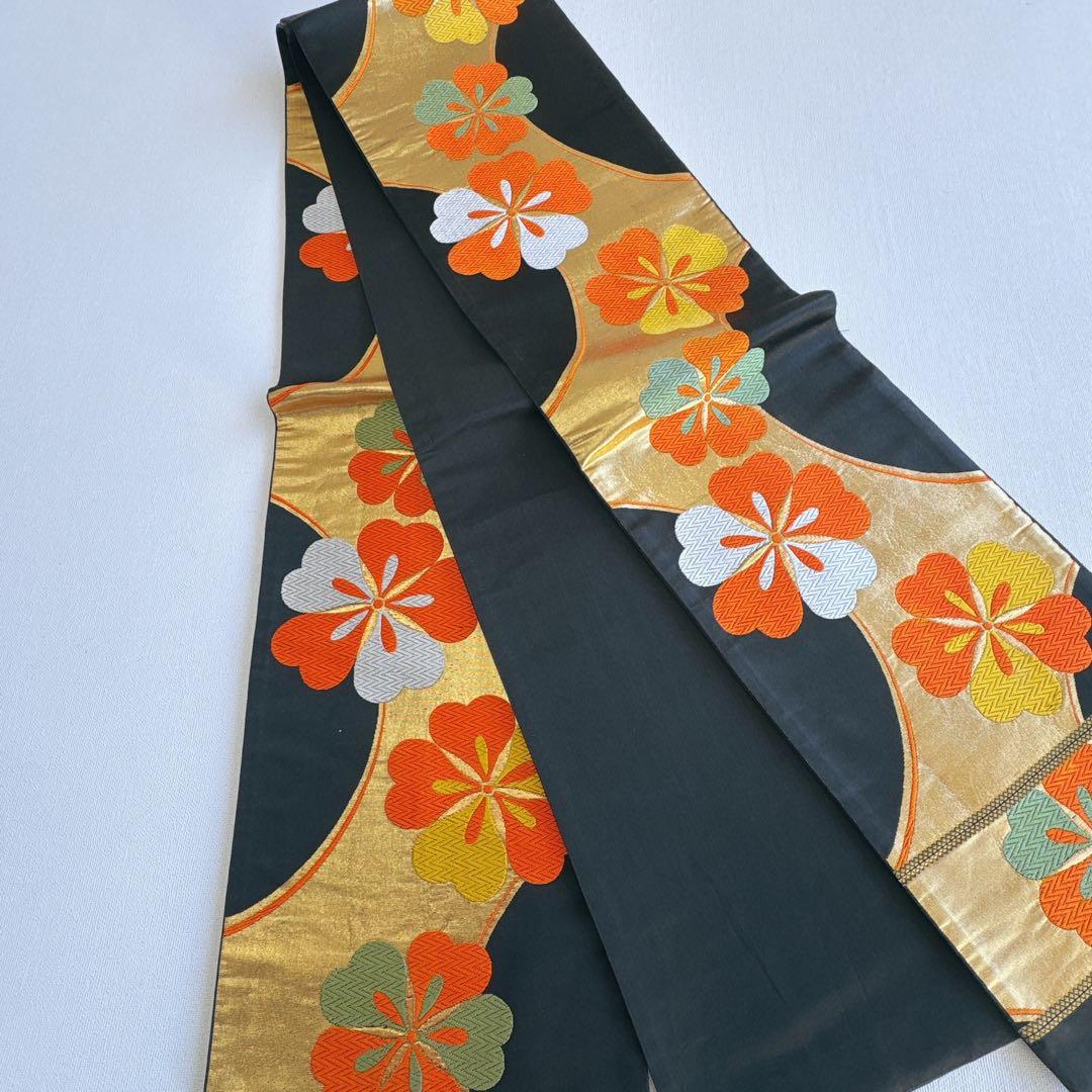 フルセット 七五三 7歳女の子 きもの　オレンジ色　牡丹　小物セット