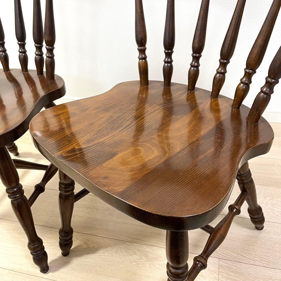 て53【2脚セット】柏木工 ウィンザーチェア 木製ダイニングチェア 無垢