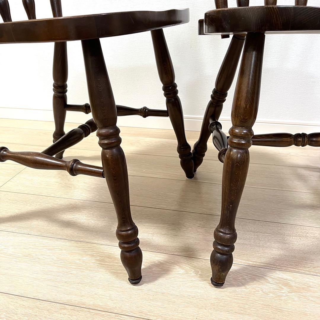 て53【2脚セット】柏木工 ウィンザーチェア 木製ダイニングチェア 無垢