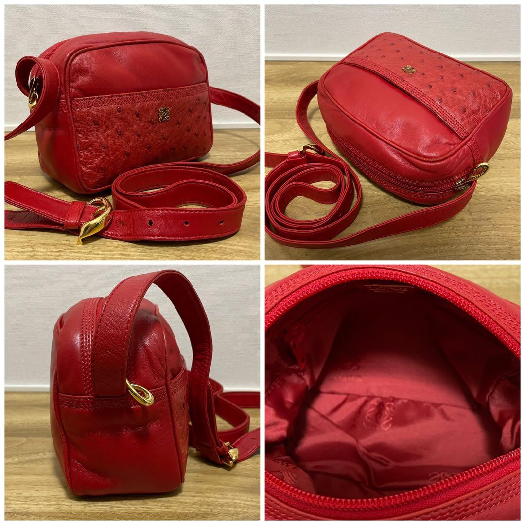 《美品》LOEWE（ロエベ）ナッパレザー ショルダーバッグ レッド 赤