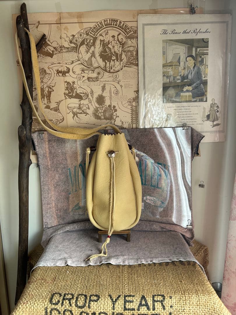 ディアスキン巾着　ベージュ