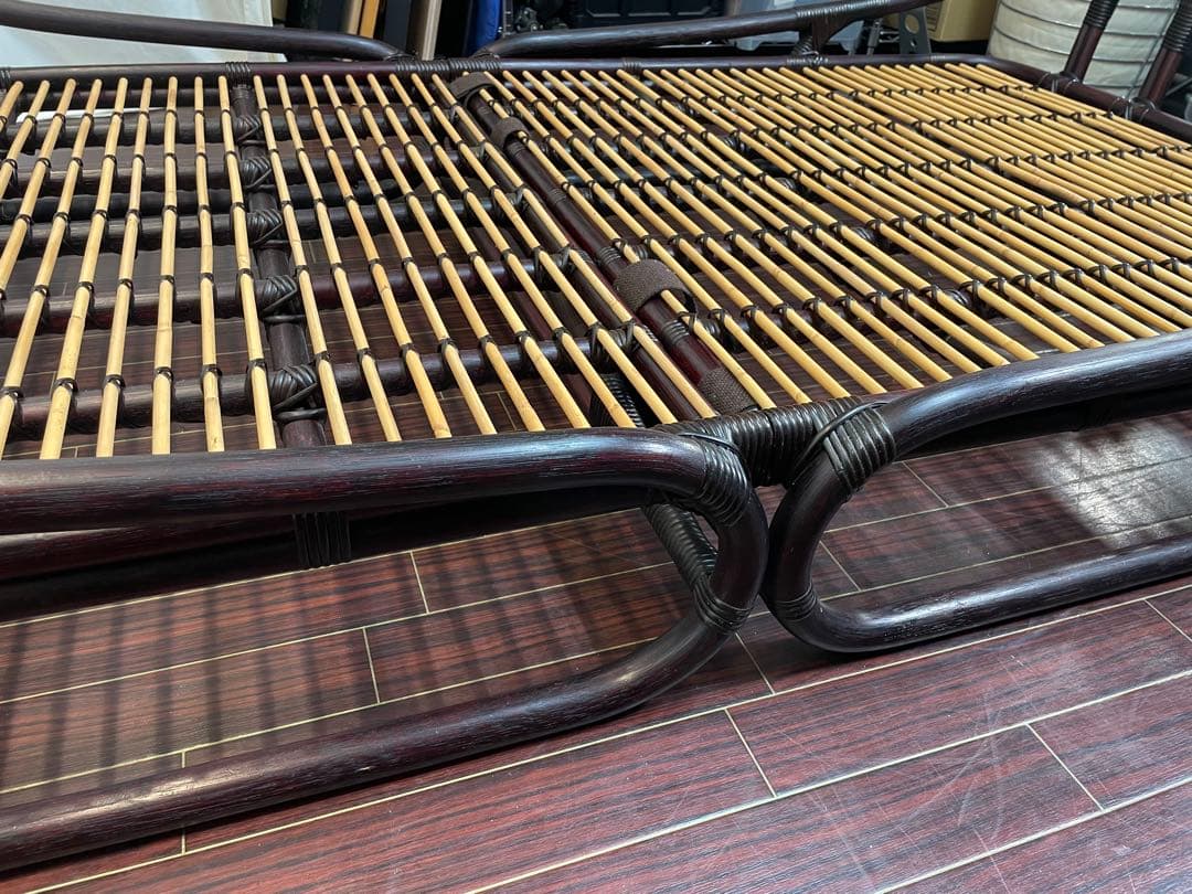 ワイ・エム・ケー長岡 ラタン シングルベッド 籐 分割式 すのこ状 マットレス