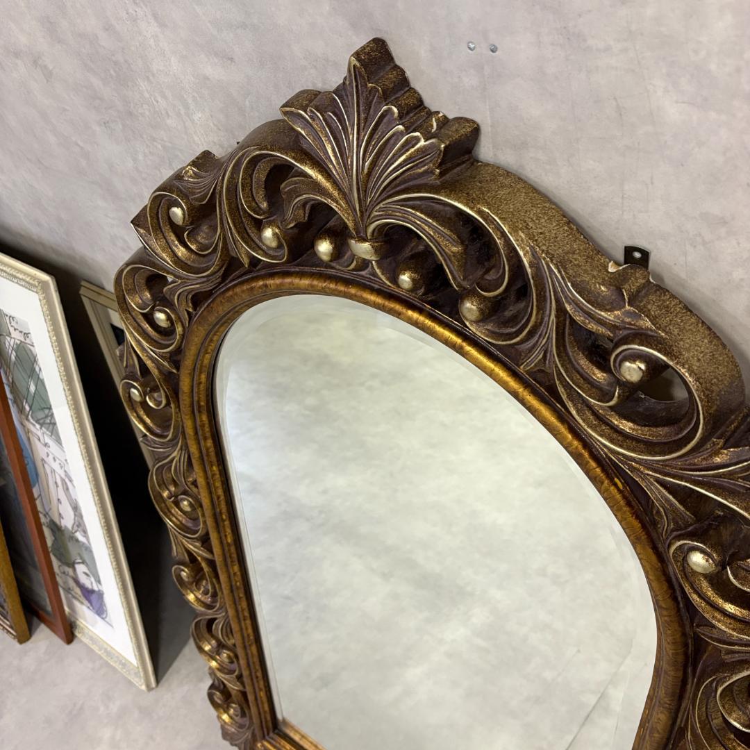 アンティーク調 ウォールミラー ゴールド装飾フレーム 壁掛け鏡