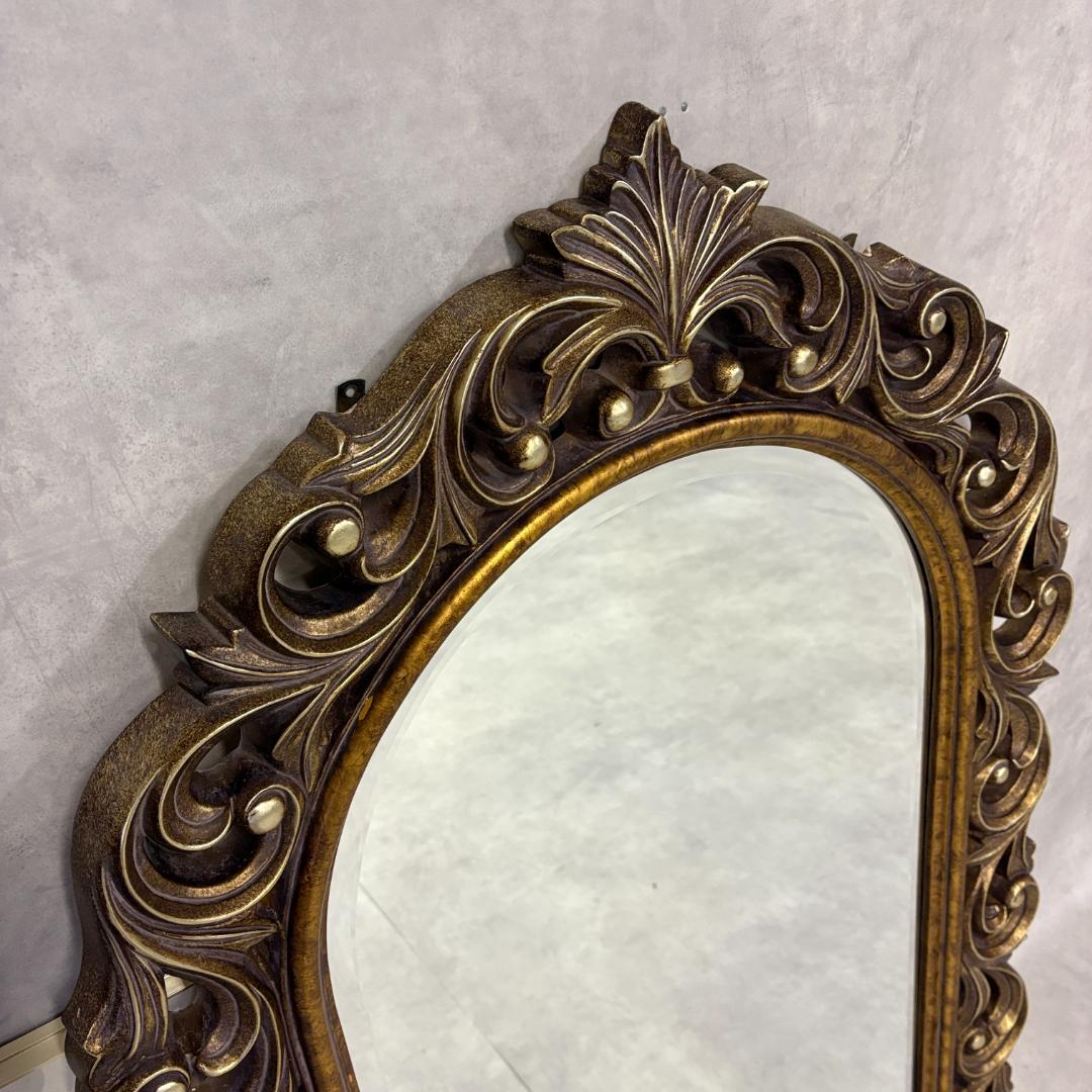 アンティーク調 ウォールミラー ゴールド装飾フレーム 壁掛け鏡