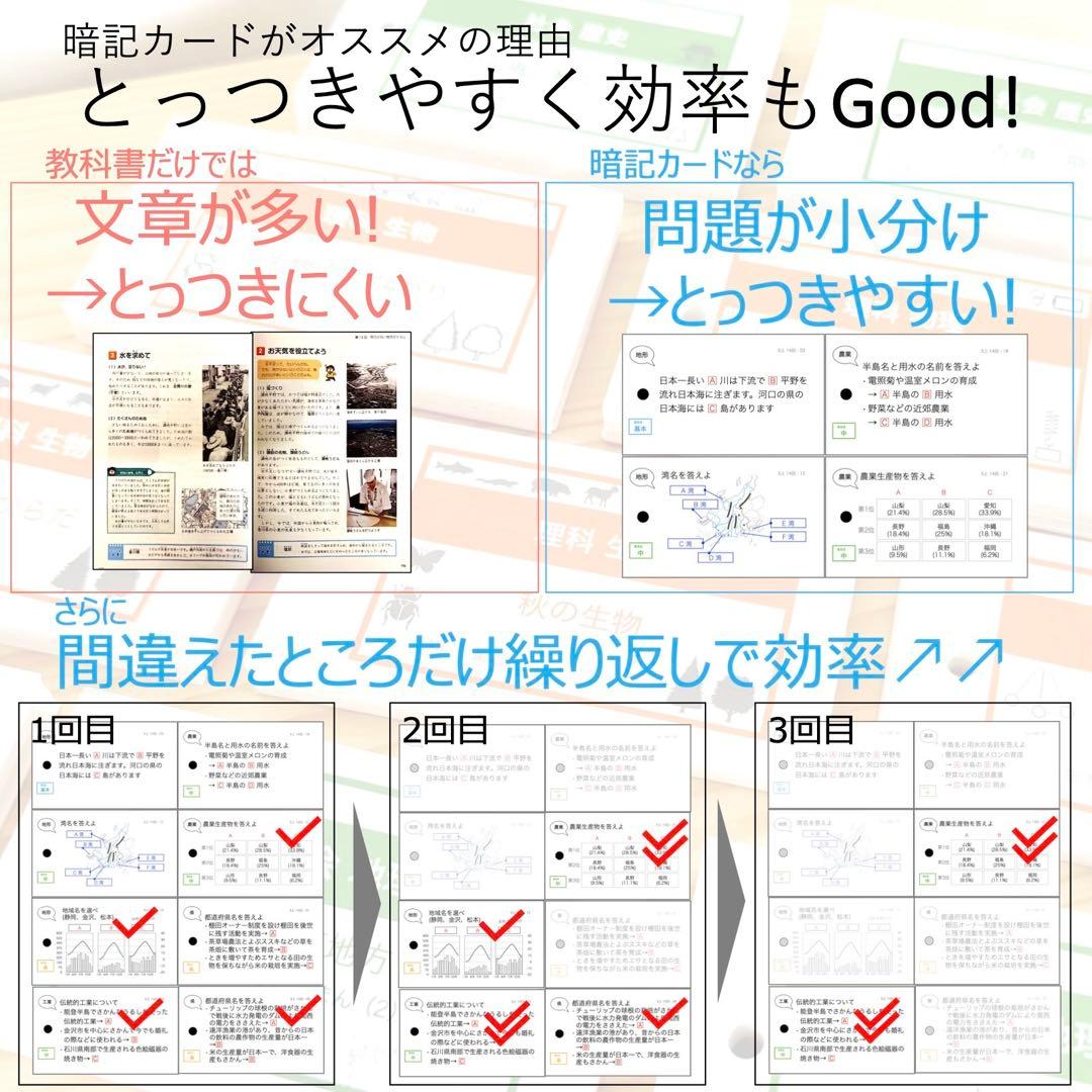 中学受験 暗記カード【5年上 理科11-19回】予習シリーズ 組み分けテスト対策