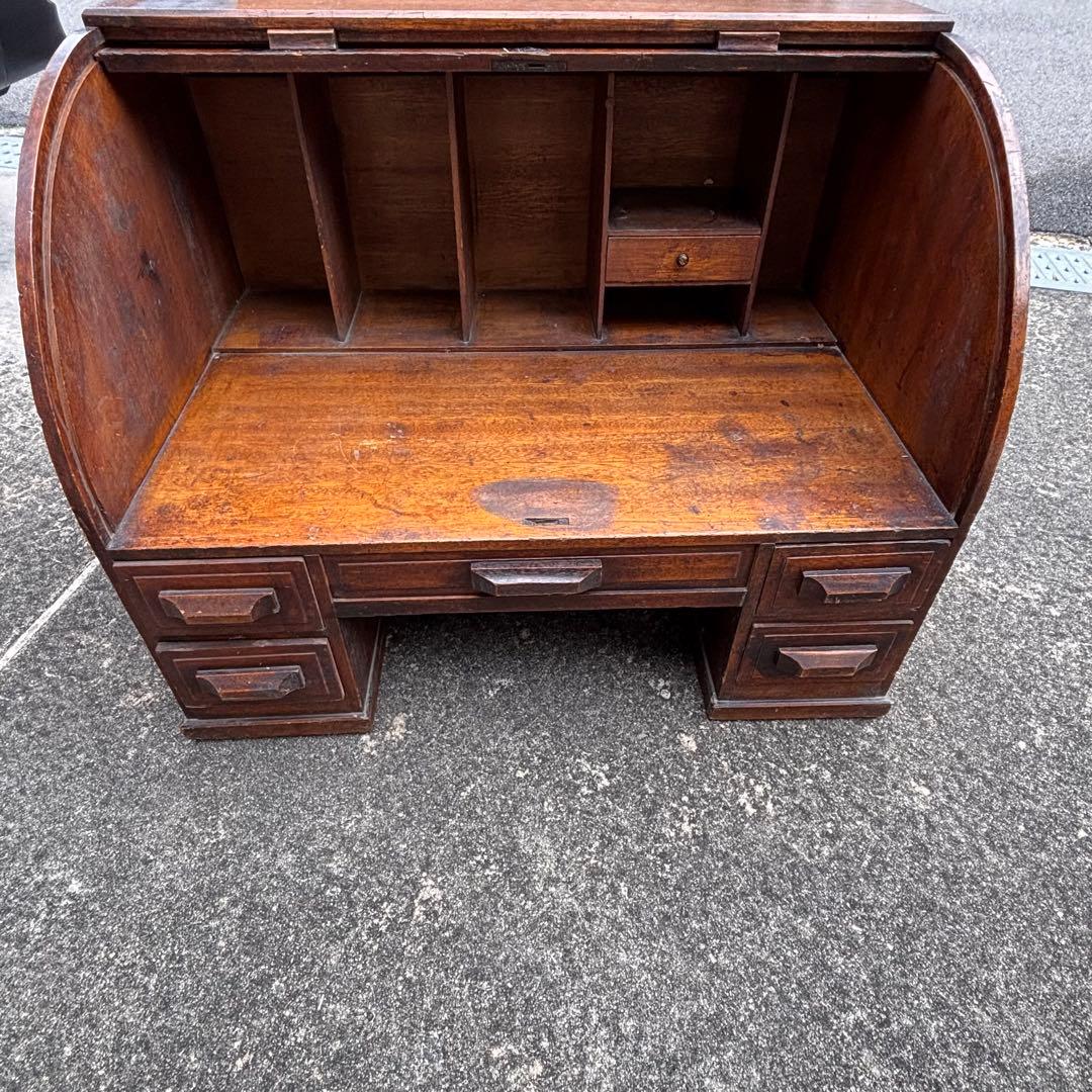 アンティーク 家具 ロールトップデスク 蛇腹机