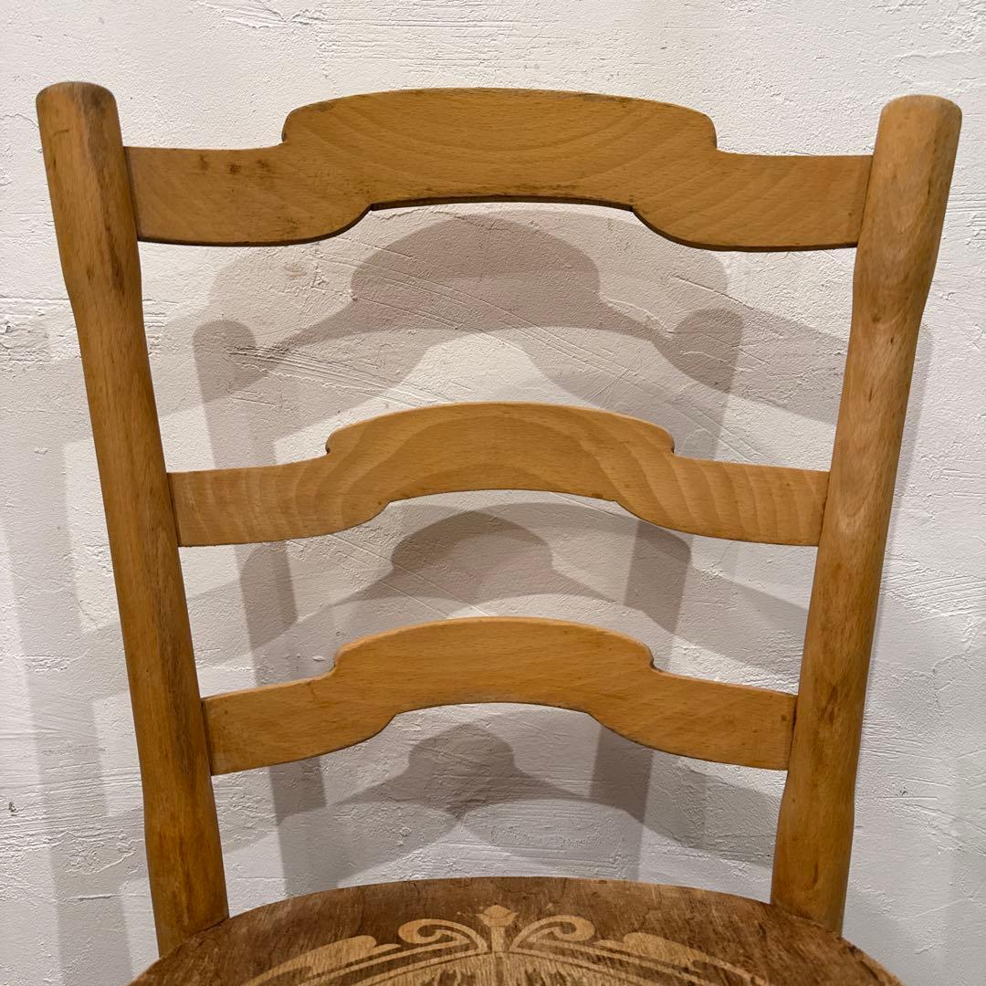 ヴィンテージ　ダイニングチェア　カフェチェア　剥離　座面装飾　3