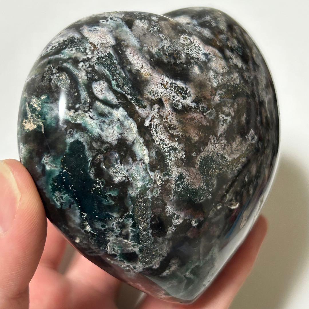 オーシャンジャスパー　BIG　ハート　カラフル　マダガスカル産　396g