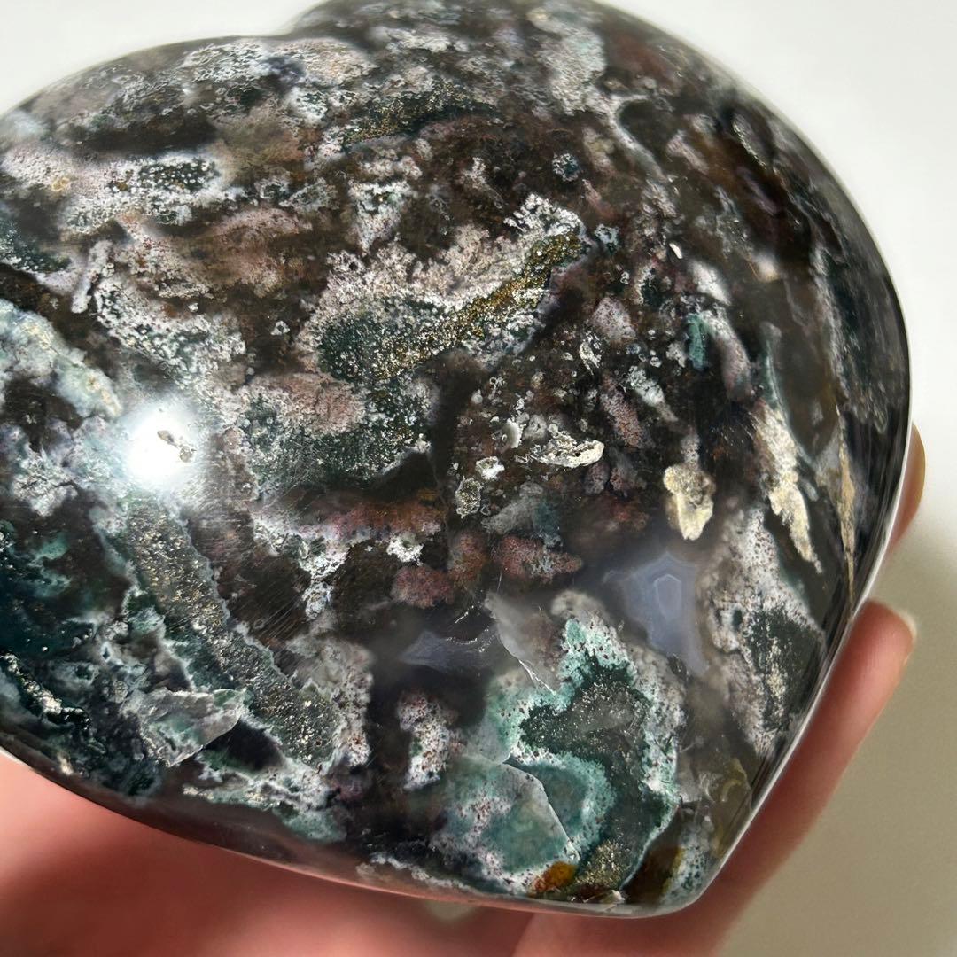 オーシャンジャスパー　BIG　ハート　カラフル　マダガスカル産　396g