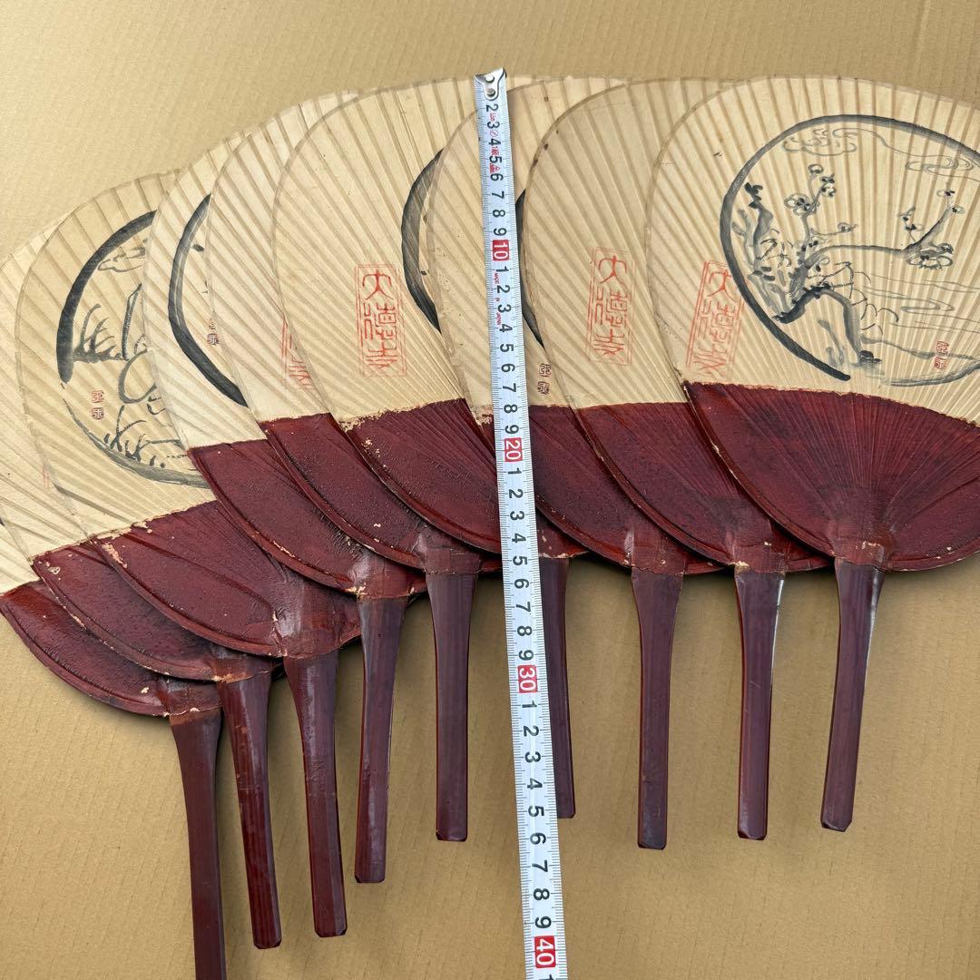 梅栄堂 大徳寺 十牛図扇 9枚 御团扇 宮内省御用達 昭和レトロ ￼